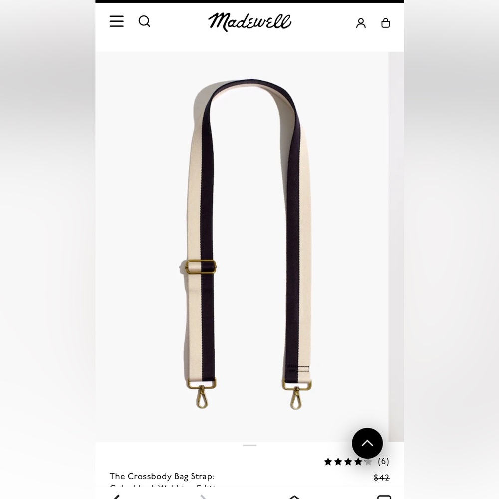 Madewell Adjustable Black and White Stripe Shoulder Strap for Bags